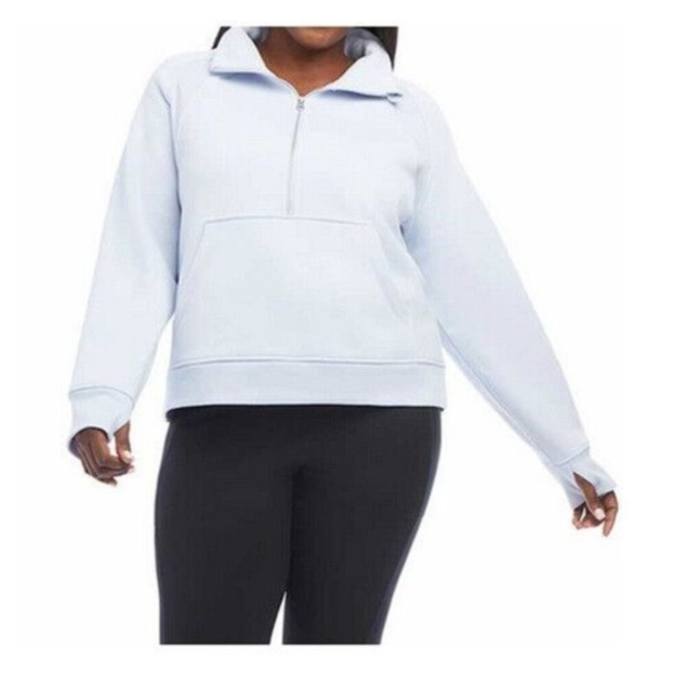 Danskin Cozy Half-Zip Fleece Pullover Sweatshirt  Halogen Blue 3X NWT